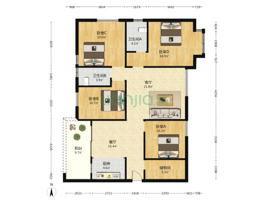 御龙春晓 4室2厅2卫 141平方