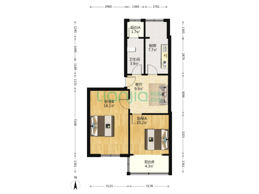东大街下东大街段8号 2室1厅1卫 62平方