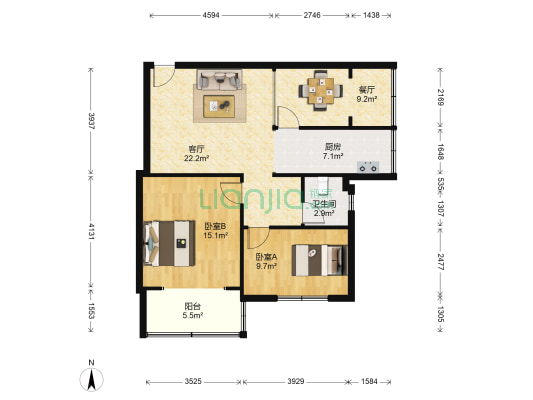 教师楼小区 2室2厅1卫 80平方