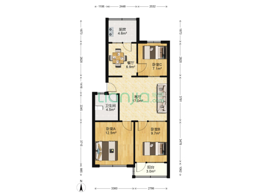 月河路7353号 3室2厅1卫 76平方