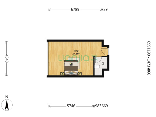 皖新魔方公寓 1室0厅1卫 54平方