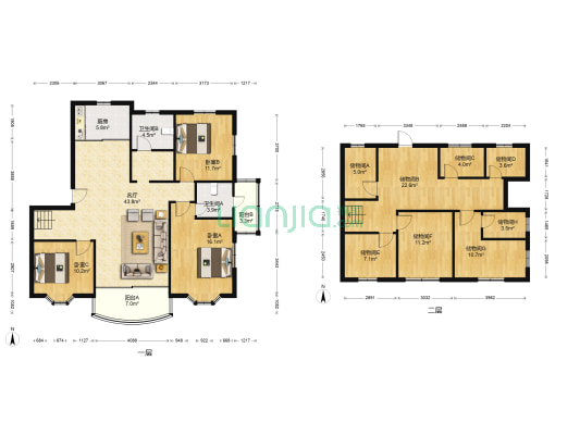 南湖花园 3室1厅2卫 158平方