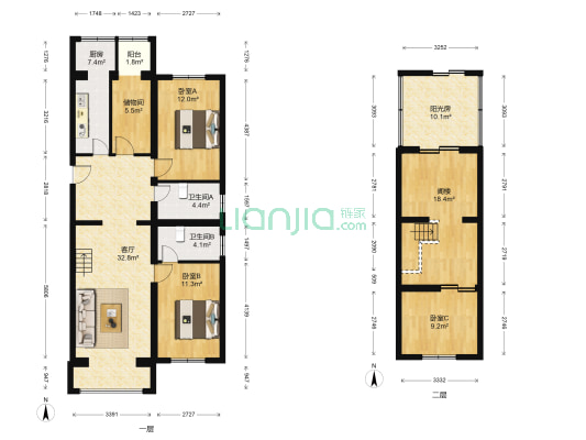 恋日水岸 3室1厅2卫 130平方