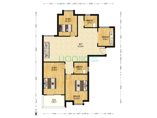 永昌泾花苑 2室1厅0卫 126平方