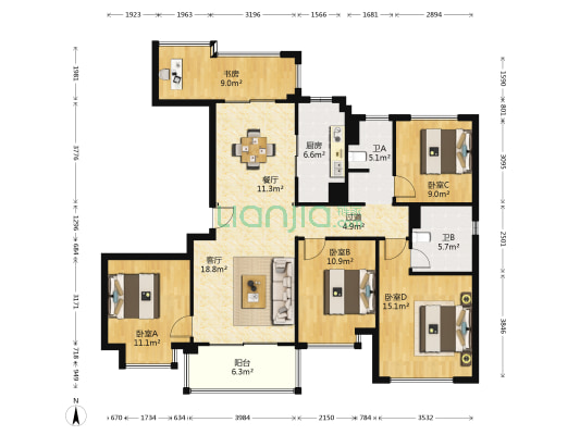 风澜熹园 5室2厅2卫 138平方