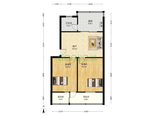 茂盛路 2室1厅1卫 77平方
