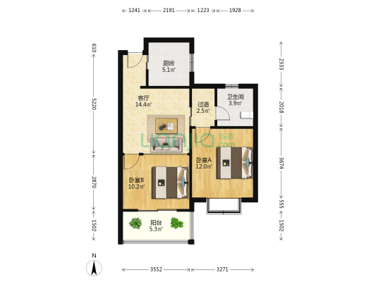 景塘公寓 2室1厅1卫 71平方