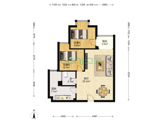 春华别院 2室1厅1卫 71平方