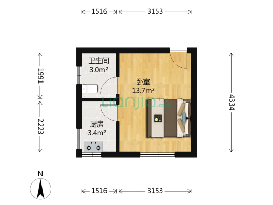 博达英郡 1室0厅1卫 30平方