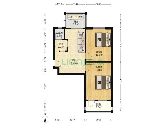 段北东路8号 2室1厅1卫 89平方