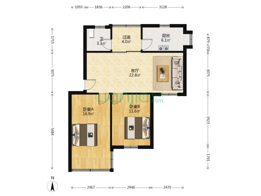 五三大道102号 2室1厅1卫 80平方