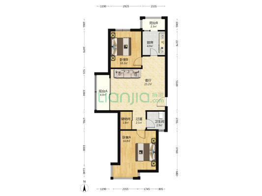 旭丰公寓 2室1厅1卫 99平方