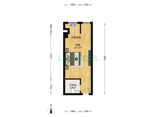 启航时代广场 1室0厅1卫 38平方