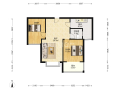 精装2居，无遮挡朝南户型，集中供暖-涿州天伦湾一期户型图