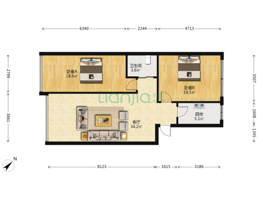 黄花街23号 2室1厅1卫 100平方