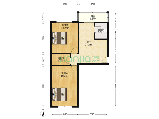泰康花园 2室1厅1卫 81平方