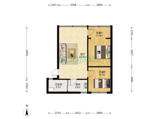 香狮巷11号 2室1厅1卫 66平方