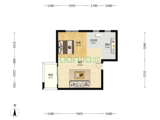 嘉晟锦苑 1室1厅1卫 70平方