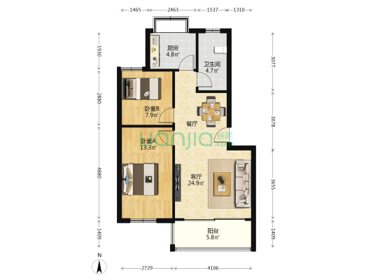 夏庄新区 2室1厅1卫 81平方