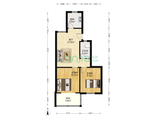 双拜巷教师公寓 2室1厅1卫 61平方