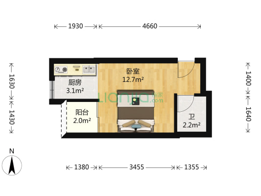 郑家院子轻轨站旁 小户型适合各种客户 配套完善-户型图