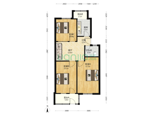 宿州路55号 3室1厅1卫 83平方