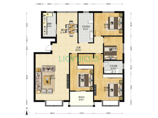 永基水岸花城 4室2厅2卫 178平方