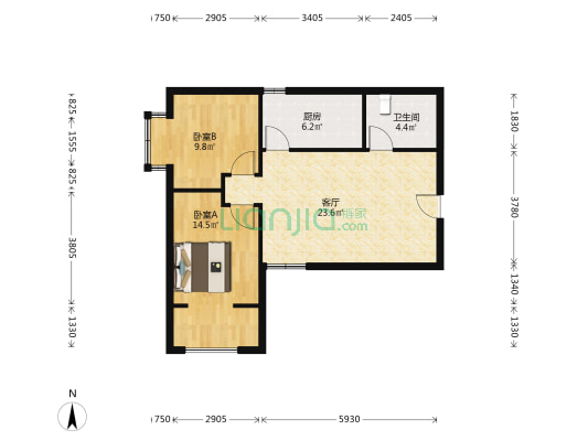 鹏程佳园 2室1厅1卫 76平方