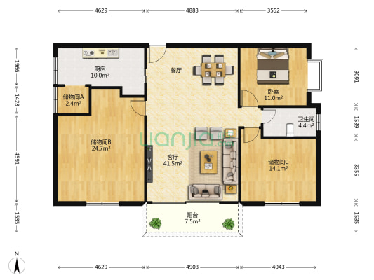 英皇湖畔花苑 1室1厅1卫 160平方