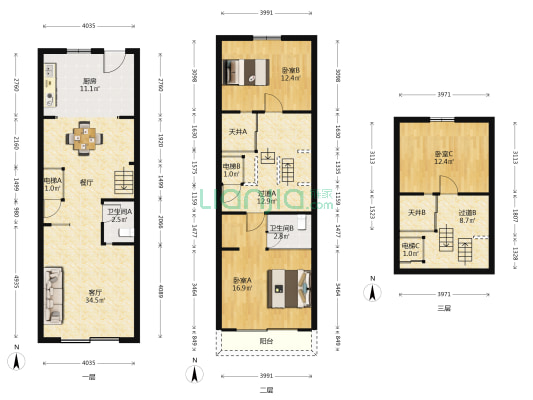 长义坊 3室1厅2卫 160平方