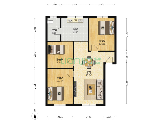 鸡冠梁一巷 3室1厅1卫 94平方