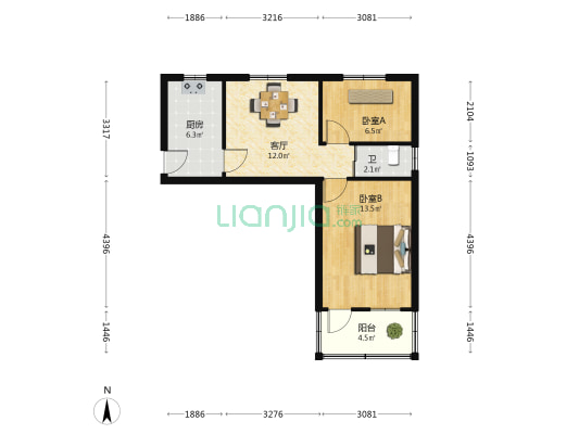 砖桥弄 2室1厅1卫 54平方