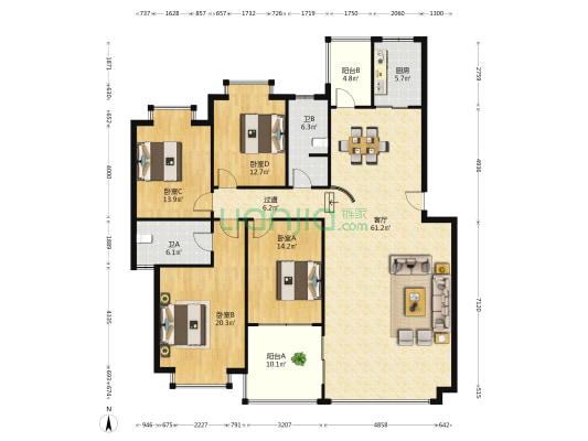 麓山慧苑 4室1厅2卫 177平方