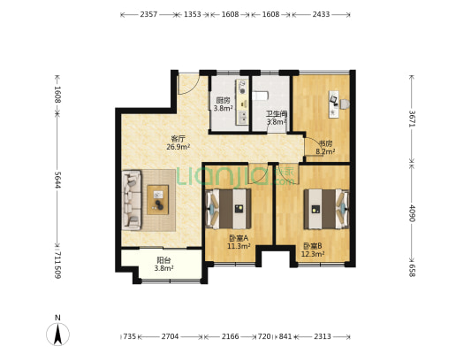 华商公馆 3室1厅1卫 89平方