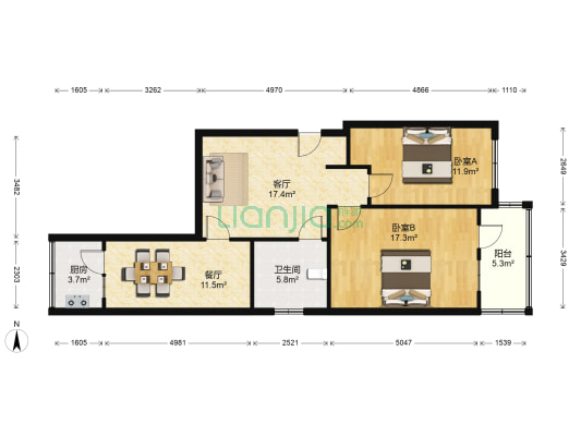 望岳路699号 2室2厅1卫 91平方