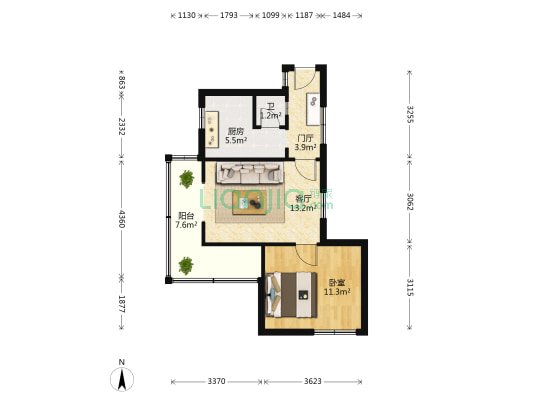 琴台路3号 1室1厅1卫 52平方