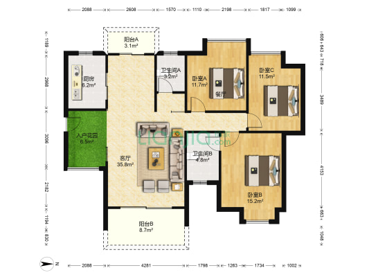 翠湖豪苑 3室1厅2卫 132平方