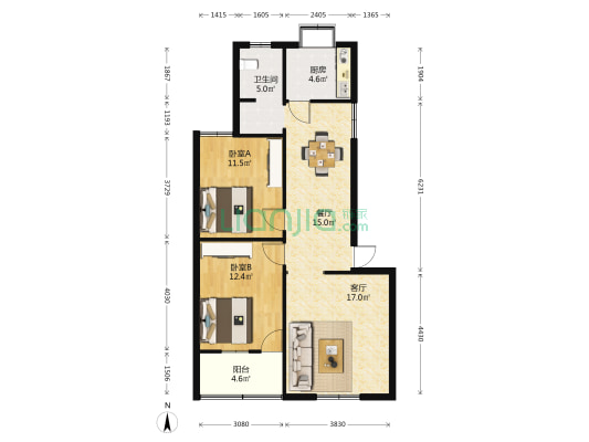北街 2室2厅1卫 67平方