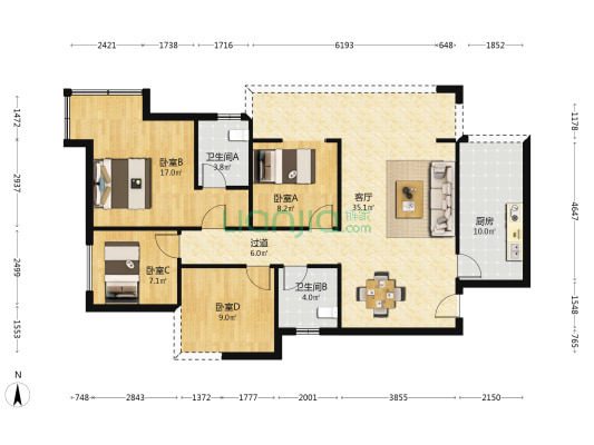 君雁·七欣城 4室1厅2卫 104平方