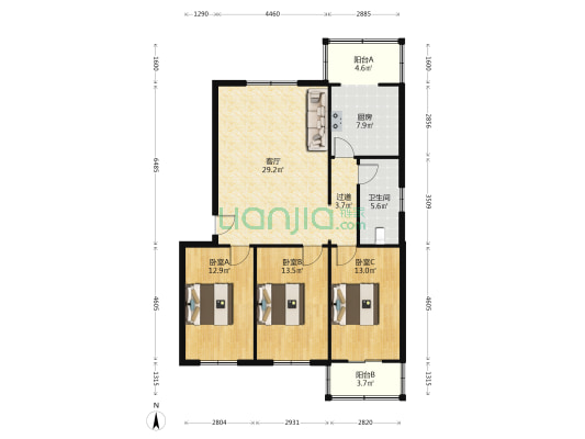 福海园 3室1厅1卫 115平方