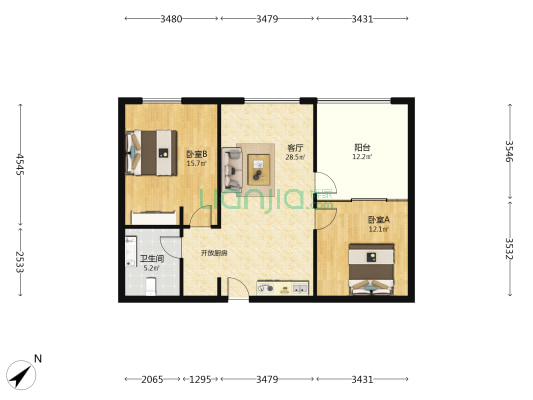 半岛蓝湾 2室1厅1卫 80平方