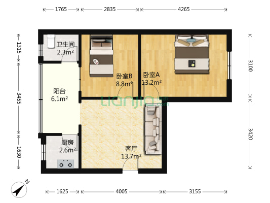 互利西一巷8号 2室1厅1卫 52平方