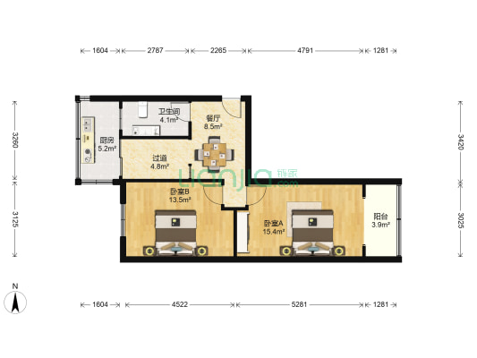 正宁路税务局家属院 2室1厅1卫 35平方