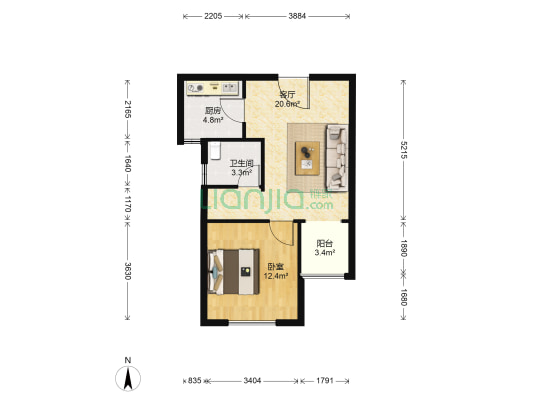 长征家苑 1室1厅1卫 63平方