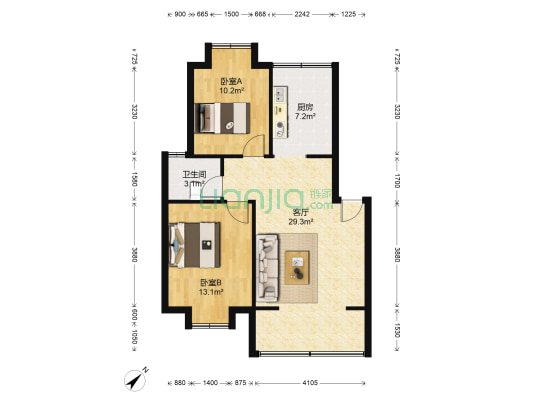 石牛小区 2室1厅1卫 70平方