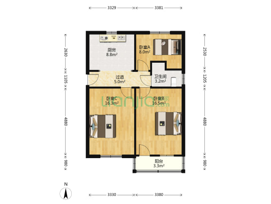 广勤路 3室0厅1卫 75平方