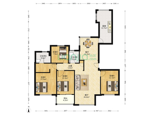 万科城市之光 4室2厅2卫 139平方