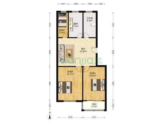 虹梅路2309弄 3室1厅1卫 92平方
