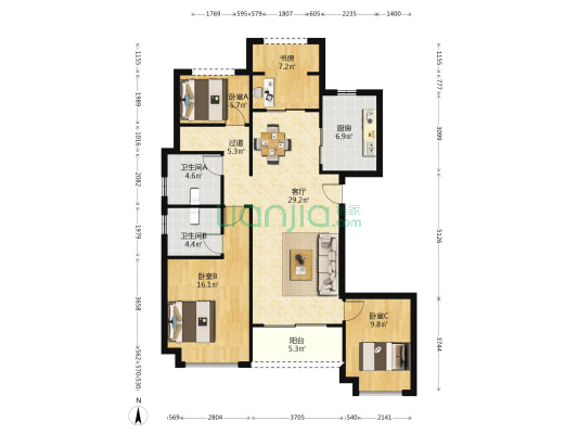 建发玖洲和玺 4室1厅2卫 114平方