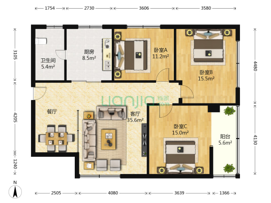 甸昆教师村 3室1厅1卫 101平方